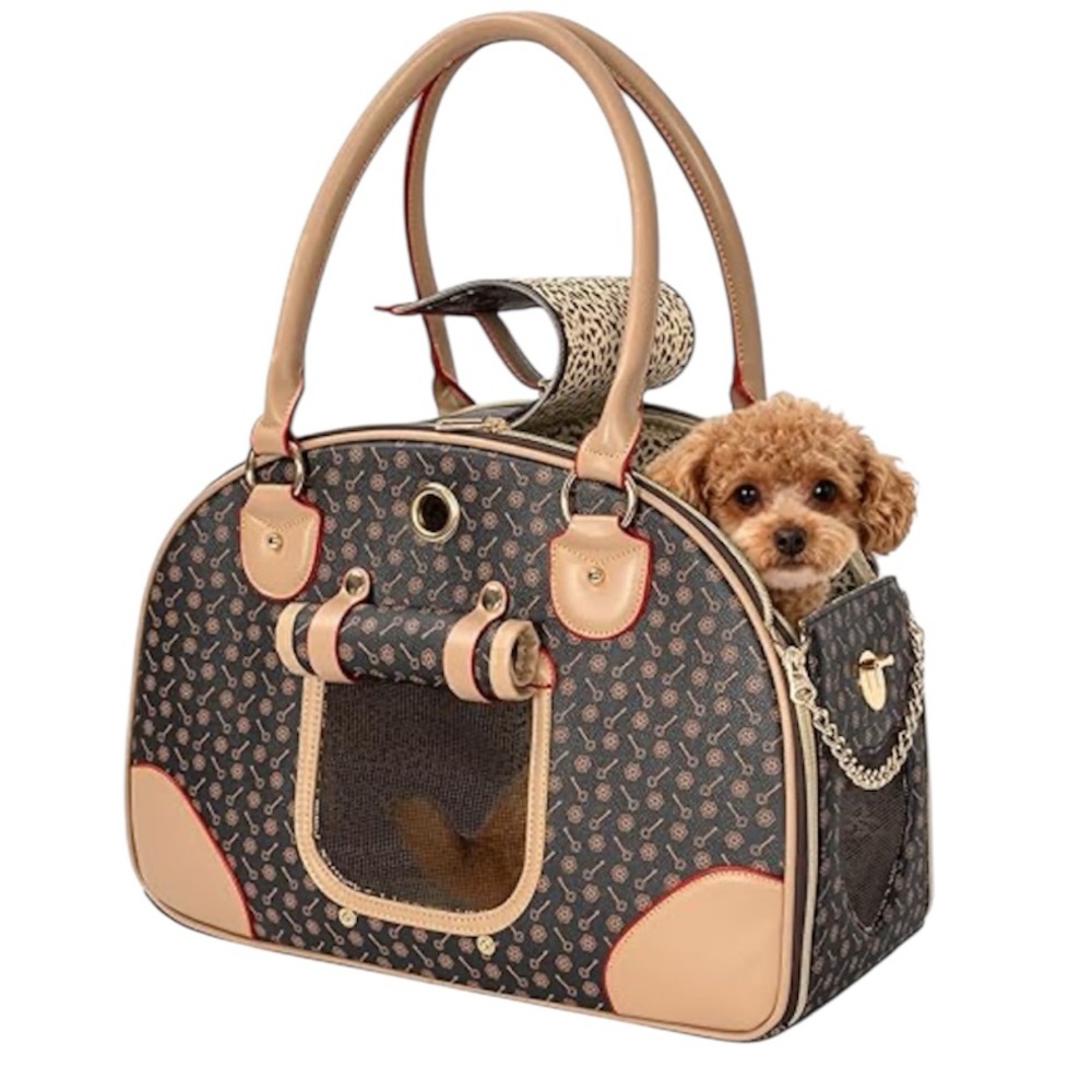 TORIBIO Luxury Faux Leather Pet Travel Carrier